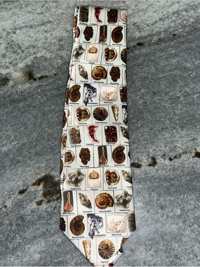 Fossil Print Ivory Men's Necktie